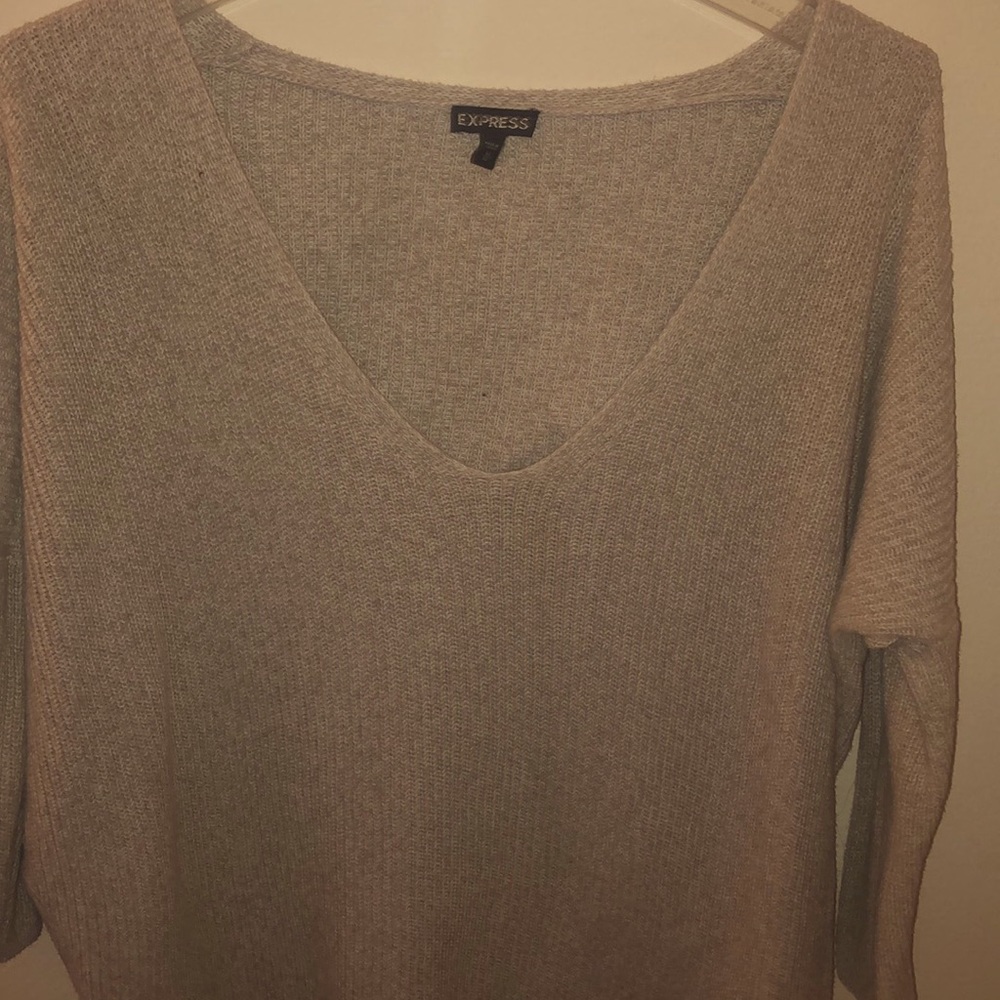 💵 Tan Scoop Neck Express Sweater